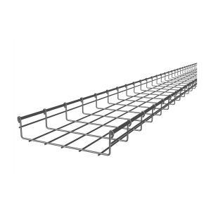 Charola tipo malla 54/250 mm, con acabado Electro Zinc, hasta 215 cables Cat6, tramo 3 m
