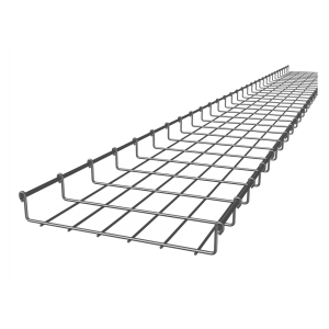 Charola tipo malla 33/300 mm, con acabado Electro Zinc, hasta 157 cables Cat.6 tramo 3 m
