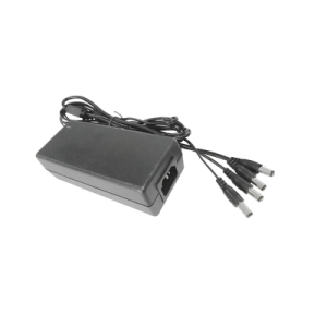 Fuente de 12 Vcd 5 Amper, Con 4 salidas jack macho de alimentación; Voltaje de entrada : 96-264 Vca