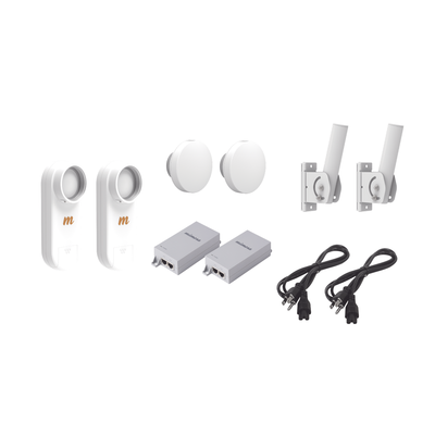 Kit de 2 radios C5X con 2 antenas de (12 dBi), rango de frecuencia extendida (4.9 a 6.4 GHz), incluye inyector POE, distancia de hasta 3 km