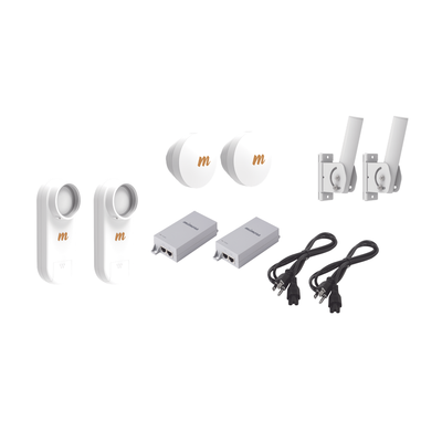 Kit de 2 radios C5X con 2 antenas de (16 dBi), rango de frecuencia extendida (4.9 a 6.4 GHz), incluye inyector POE, distancia de hasta 6 km