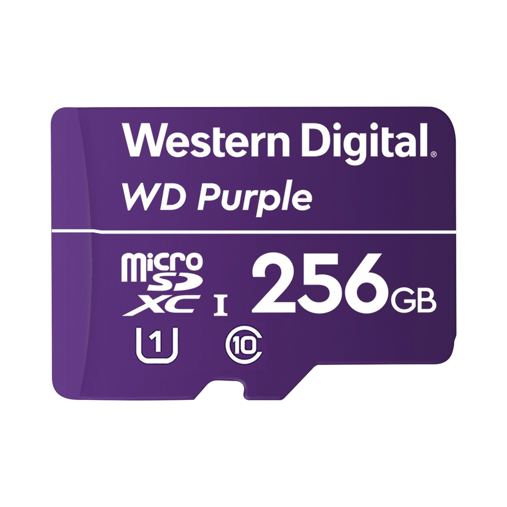 Memoria microSD de 256 GB PURPLE, Especializada Para Videovigilancia, 10 VECES MAYOR DURACIÓN