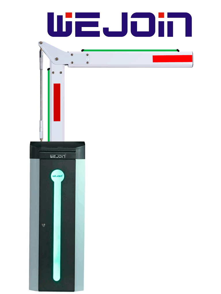 Barrera Vehicular izquierda uso intensivo / Brazo Octagonal Articulado De 3 Metros A 90 Grados con Led / 24VDC / Velocidad 3 segundos / Izquierda o Derecha