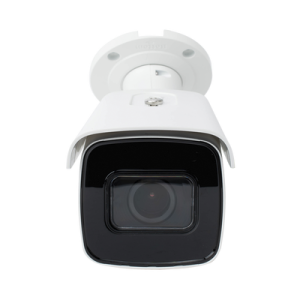 Bala IP 4 Megapixel / Lente Mot. 2.8 a 12 mm / 60 mts IR EXIR / Exterior IP67 / IK10 / WDR 120 dB / PoE / Videoanaliticos (Filtro de Falsas Alarmas) / Entrada y Salida de Audio y Alarmas