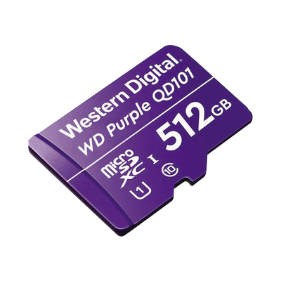 Memoria microSD de 512 GB PURPLE, Especializada Para Videovigilancia, 10 VECES MAYOR DURACIÓN