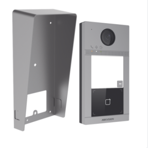 Kit Videoportero + Carcasa protectora IP 2 Megapixel / Llamada y Apertura Remota desde App Hik-Connect / PoE / Exterior IP65 + Antivandalico IK08 / 1 Departamento / Apertura con Tarjeta / Soporta 2 Puertas y hasta 6 Monitores