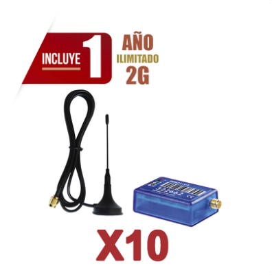 KIt de 10 Comunicadores de Alarma MINI012G con Antena 2G / Incluyen 1 Año de Cobertura / Aplicación Gratuita / Cero Configuración / Compatible Honeywell/DSC/CROW/PIMA