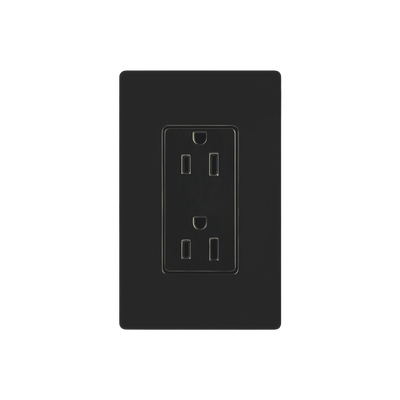 Tomacorriente, receptaculo convencional 120V, 15A, color negro.