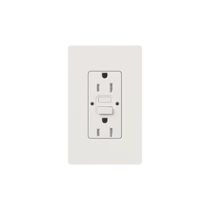 Tomacorriente 125V 15A resistente a manipulaciones, color blanco.