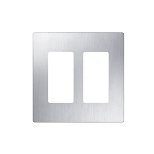 Placa de pared 2 espacios, diseño tipo metálico, para atenuador (dimmer), apagador ó control remoto inalámbrico LUTRON.