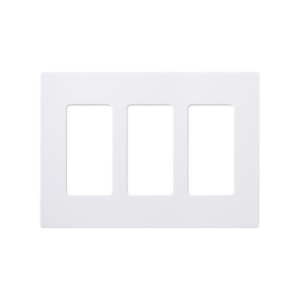 Placa de pared 3 espacios, color blanco, para atenuador (dimmer), switch ó control remoto PICO inalámbrico.