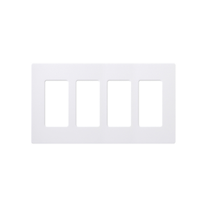 Placa de pared 4 espacios, color blanco, para atenuador (dimmer), switch ó control remoto PICO inalámbrico