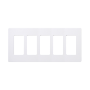 Placa de pared 5 espacios, para atenuador (dimmer), switch ó control remoto PICO inalámbrico