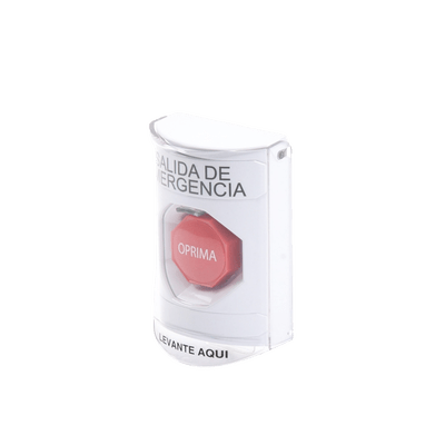 Botón de Emergencia, Texto en Español, Tapa Protectora de Policarbonato Súper Resistente, Restablecimiento con Llave - Image 2