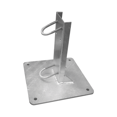 Base Recta Reforzada Galvanizada para Mástil de 1" a 2" de Diámetro.