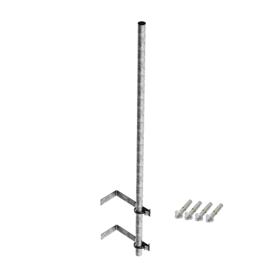 Mástil de 3 m de 1-1/2" diámetro ced. 30 con Herrajes para Sujeción a Pared.