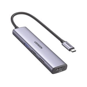 HUB USB-C (Docking Revodok) 5 en 1 | 1 USB-A 3.0 (5Gbps) | 2 USB-A 2.0 (5Gbps) | HDMI 2.0 4K@30Hz | USB-C PD Carga 100W | Cable Trenzado Duradero | Carcasa de Aluminio.