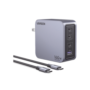 Cargador de 160W serie Nexode Pro | 4 Puertos de Carga Rápida | 3 USB-C | 1 USB-A | Tecnología GaNInfinity | PD3.1 de 140W / QC4.0 | Tecnología de Protección Térmica | Optimiza la Carga | Caja de Aluminio | Incluye Cable