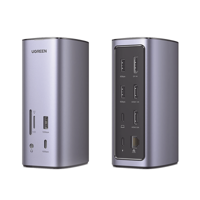 HUB USB-C (Docking Revodok Pro) 12 en 1 | 2 USB-A 3.0 | 1 USB-C PD Carga 100W | 1 USB-A 3.1 | 1 USB-C 3.1 | HDMI 4K | HDMI 8K Ultra HD | Display Port 4K | RJ45 (Gigabit) | Lector Tarjeta SD + Micro SD (TF) | Jack Audio 3.5mm.