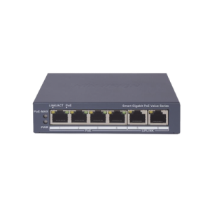 Switch Gigabit PoE+ / Administrable / 4 Puertos 1000 Mbps PoE+ / 2 Puertos 1000 Mbps Uplink / Configuración Nube Hik-PartnerPro / Modo Extendido hasta 300 Metros / 45 Watts