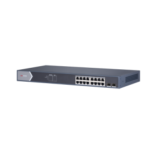 Switch Gigabit PoE+ / Administrable / 16 Puertos 1000 Mbps PoE+ / 2 Puertos SFP / Configuración Remota desde Hik-ParnerPro / PoE hasta 300 Metros / 225 Watts