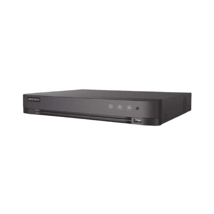 DVR 4 Canales TURBOHD + 4 Canales IP / 8 Megapixel (4K) / Audio de dos vías por Coaxitron / ACUSENSE / Reconocimiento Facial / 1 Bahía de Disco Duro / Salida de Video en Full HD / H.265+