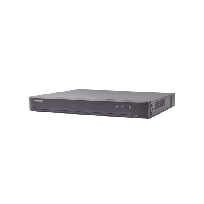 DVR 16 Canales TURBOHD + 16 Canales IP / 8 Megapixel (4K) / Audio por Coaxitron / ACUSENSE / Reconocimiento Facial / 2 Bahías de Disco Duro / Salida de Video en 4K / H.265+