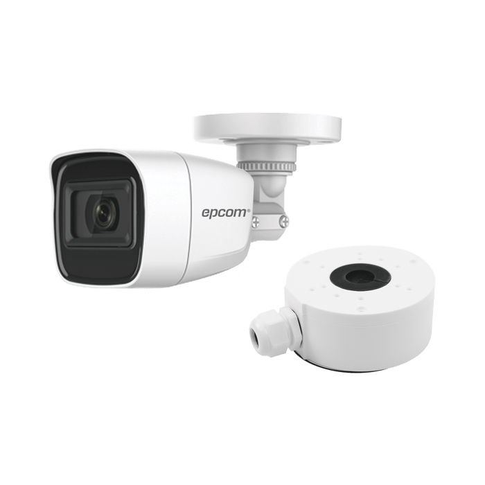 KIT DE CÁMARA + MONTAJE / Cámara Bala TURBOHD 2 Megapixel (1080p) / Gran Angular 106° / Lente 2.8 mm / 25 mts IR EXIR / Exterior IP66 / 4 Tecnologías / dWDR