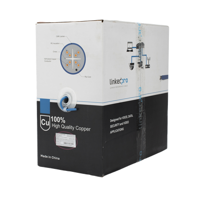 Bobina de cable U/UTP Cat6A de 305 mts, Color Azul, CMR, soporta 10G-BaseT para transmisión de frecuencias de hasta 500MHz, UL
