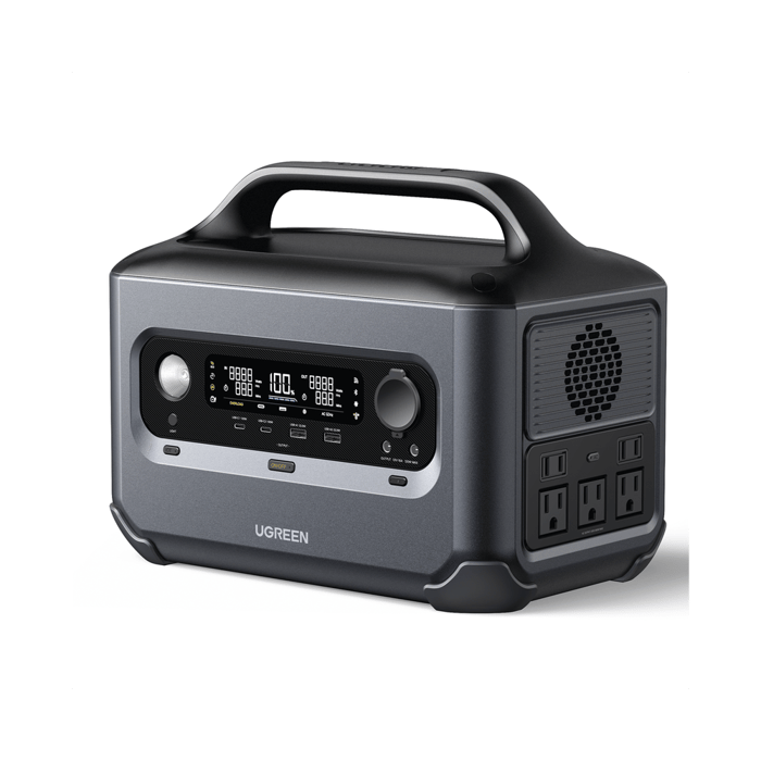 Estación de Energía Portátil 600W (680Wh) | 5 AC 600 W | 2 USB-C 100W | 2 USB-A 22.5 W | 1 Toma de Encendedor | 2 Salidas CC5521 | BMS | WIFI | Bluetooth | APP | Tipo LiFePo4 | Ciclo de vida 3000.