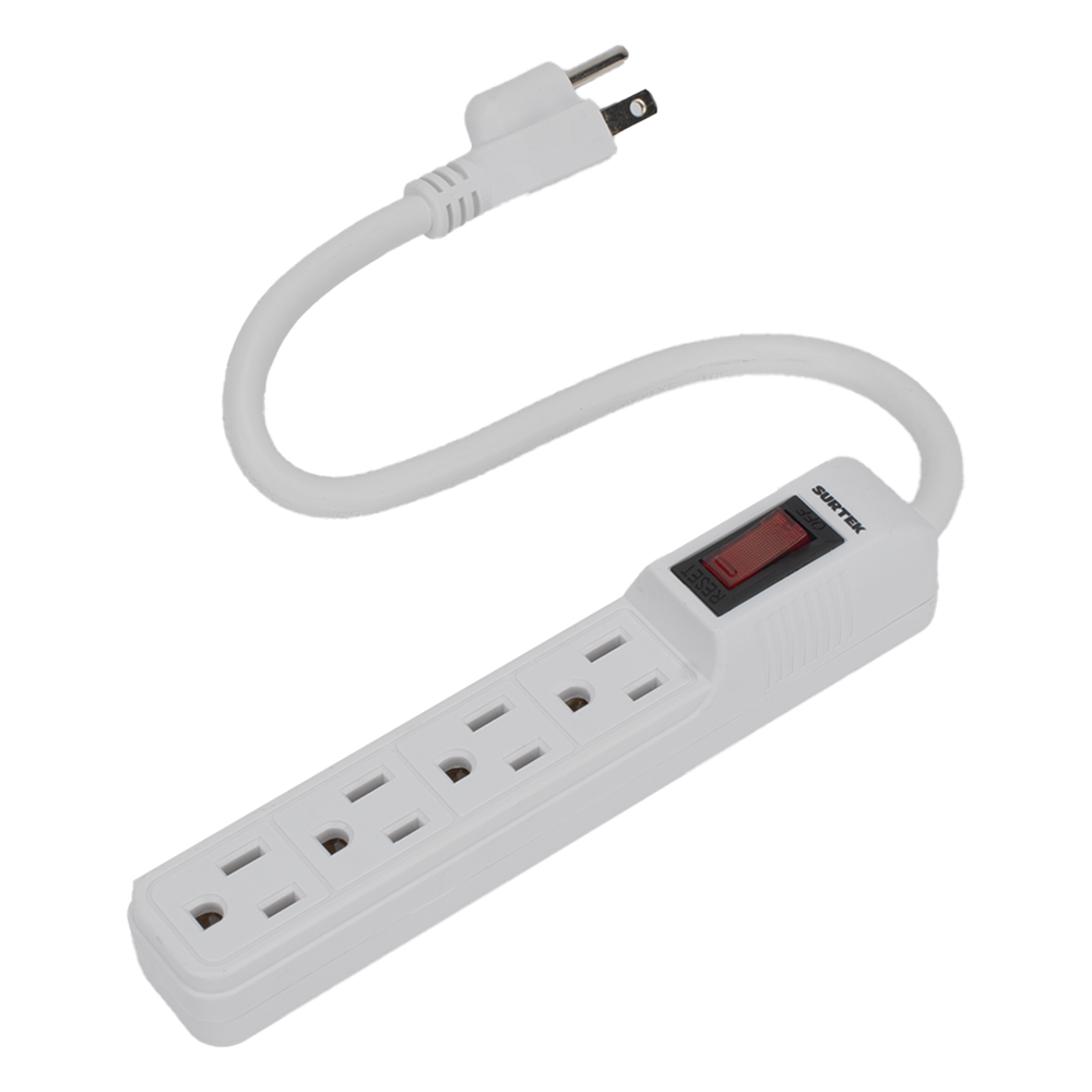 Multicontacto con cable 30 cm. 4 tomas 127 Vca línea, tierra, neutro 15 A max